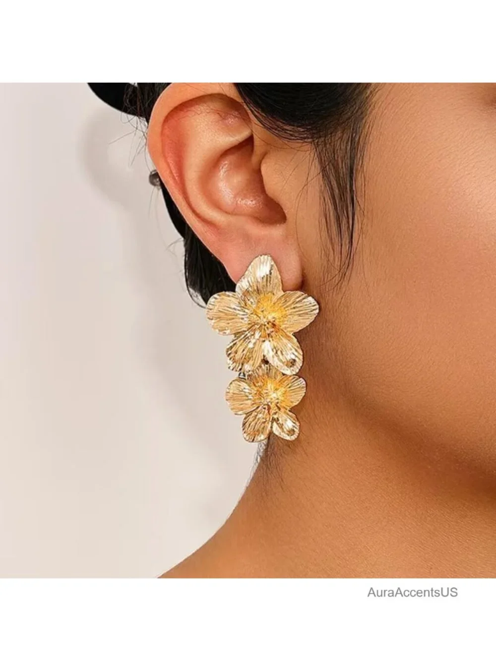 Chunky Statement Earrings for Women, Large Flower Ginkgo Leaf Drop Dangle
